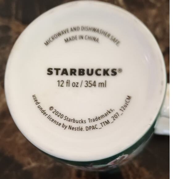 Starbucks 2020 Xmas Holiday Ceramic Coffee Mug ( Green Poinsettias ) - 12 oz - Picture 6 of 6